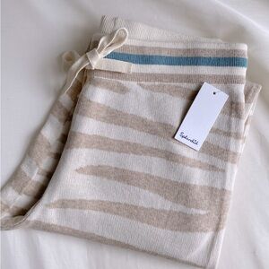 ANTHROPOLOGIE SPLENDID COTTON SILK DRAWSTRING ANIMAL PRINT JOGGERS Beige Cream M